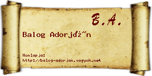Balog Adorján névjegykártya