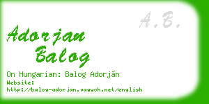 adorjan balog business card